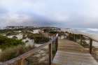 Boardwalk along the sand dunes at Cost Nova, Portugal Art Print